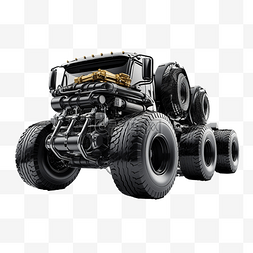 发动机部件图片_带减震器和轮胎的模拟卡车发动机