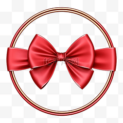 椭圆形红丝带框架与孤立的弓