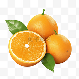 3d 渲染孤立的新鲜橙子