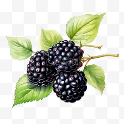 水彩黑莓剪贴画浆果