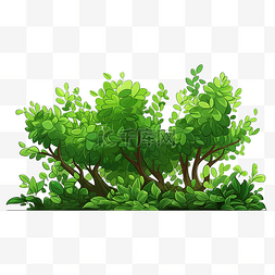 灌木图片_卡通风格灌木中的绿色灌木绿色花