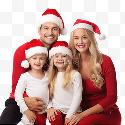 年轻快乐的家庭圣诞节与孩子们戴