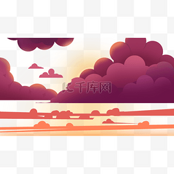 飘浮的云彩图片_蓬松的云彩边框横图夕阳云层