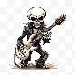 摇滚吉他手图片_吉他手摇滚金属乐队穿着骷髅套装