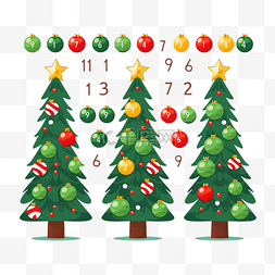 儿童数学游戏与圣诞树和球的计数