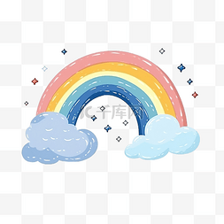 幼稚风格的云彩和彩虹时尚插画