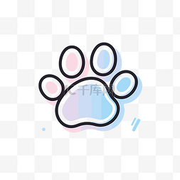 矢量图标彩色图片_背景上带有彩色颜色的狗爪标志 