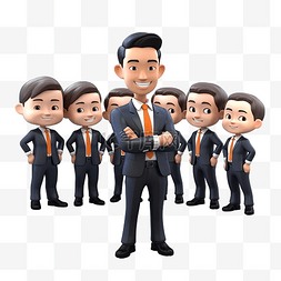 老板和员工卡通图片_商人和公司员工摆出人物3D人物插