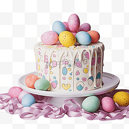 破裂的鸡蛋壳图片_节日装饰的复活节蛋糕和彩绘礼品