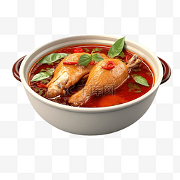 亚洲食品辣鸡汤 3d 插图