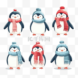 动物与孩子的图片_圣诞节系列可爱的卡通企鹅与温暖