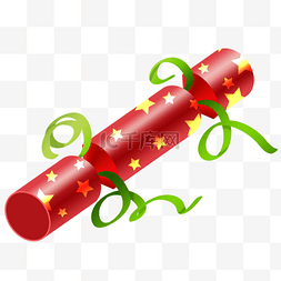 红色彩带礼花图片_圣诞星星拉炮装饰