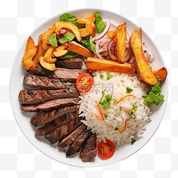 烤 picanha 牛排 米饭 沙拉 Farofa 薯