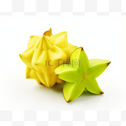杨桃背景图片_白色背景中分离的两种绿色和黄色