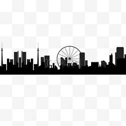城市建筑图片_高楼城市天际线摩天轮黑色剪影