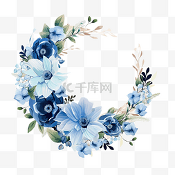 美丽的扁平风格蓝色和白色花束花