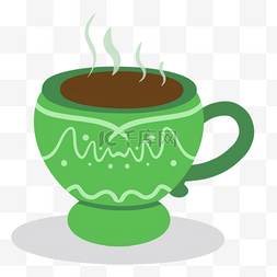 绿色杯子温热的咖啡