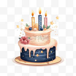 爸妈幸福儿女幸福图片_第一个生日蛋糕与蜡烛PNG插图