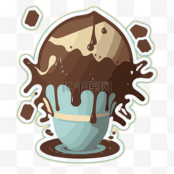 杯剪贴画图片_带有巧克力冰淇淋和冰淇淋杯剪贴