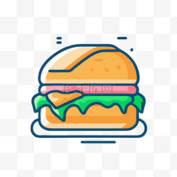 平面食品图片_线食品汉堡图标 向量