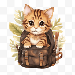 去学校的书包上有老虎图案的猫，