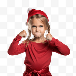 自信的面部表情图片_庆祝圣诞节的小女孩感到自信