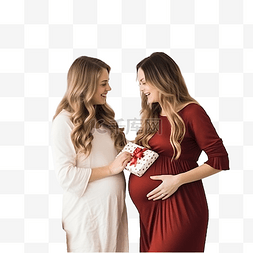 人怀孕图片_年轻怀孕的母亲和孩子在家庆祝圣