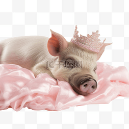 可爱猪猪形象图片_猪公主睡在枕头上