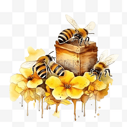 水彩蜜蜂农场元素
