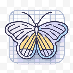 彩色网格背景图片_网格矢量图上的透明蝴蝶