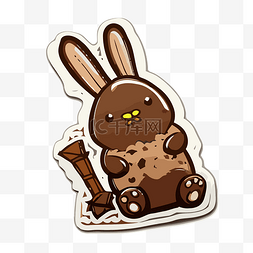 卡通巧克力棒图片_贴纸与兔子巧克力兔子与糖果棒 