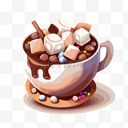 热巧克力杯图片_热巧克力和棉花糖 向量