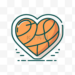 篮球心图标线矢量设计插画