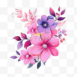 粉紫色紫色图片_花与彩色粉紫色风格元素装饰