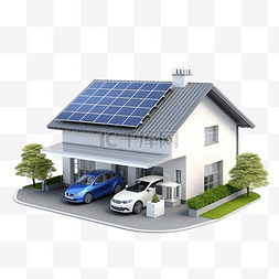 太阳能板图片_公寓屋顶配有太阳能电池板电动汽