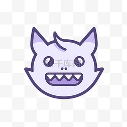 紫色的猫，有嘴巴和牙齿，由 aa 