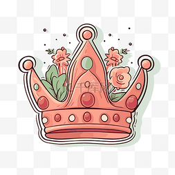 可爱的皇冠图片_可爱的皇冠装满鲜花剪贴画 向量