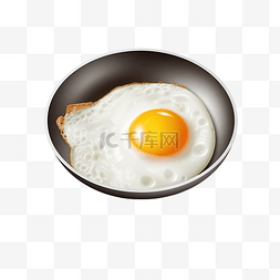 煎鸡蛋的锅图片_在煎锅中煎的鸡蛋 3d 逼真 png