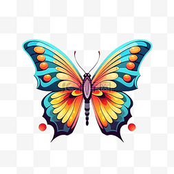 美丽的翅膀图片_彩色蝴蝶美丽昆虫png插画