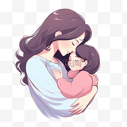 母亲抱着孩子的插画 母子关系的
