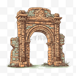拱门剪贴画 古代遗址的拱门或门