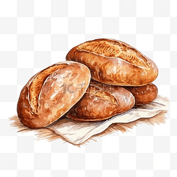 手绘烘焙面包图片_水彩烘焙面包