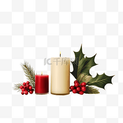 优惠64图片_带蜡烛和叶子设计的圣诞销售