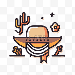 墨西哥仙人掌图片_帽子和仙人掌形状的墨西哥图标 