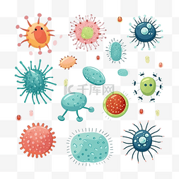 科医疗图片_扁平病毒病菌和细菌微生物类型和
