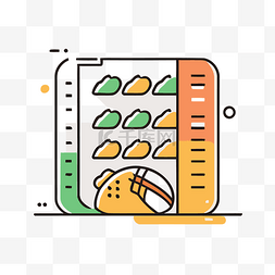 带餐具架的线性食品概念图标 向