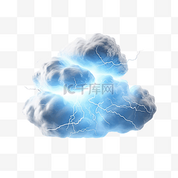闪电雷图片_3d 渲染云与闪电隔离