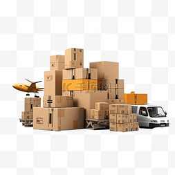 商业货运图片_3d 最小产品交付包裹运输货物配送