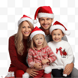 圣诞树上有两个孩子的快乐年轻家