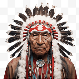 面向前方的美洲原住民印第安酋长